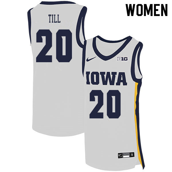 2020 Women #20 Riley Till Iowa Hawkeyes College Basketball Jerseys Sale-White - Click Image to Close